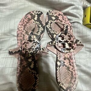 Pink and Black Snakeskin Sandals